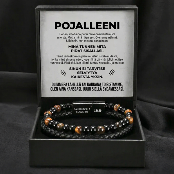 Poikani kilpi – tiikerinsilmä-rannekoru