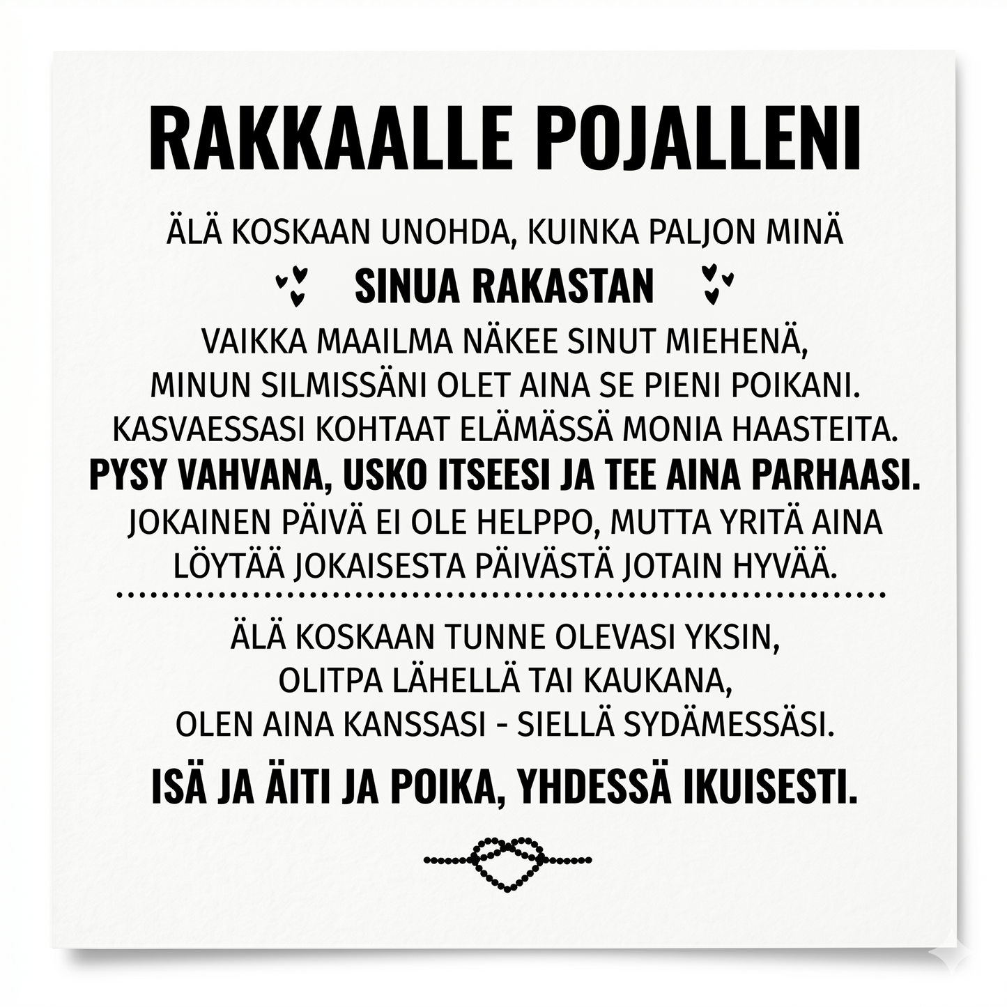 Kaiverrettu Rannekoru Pojalleni